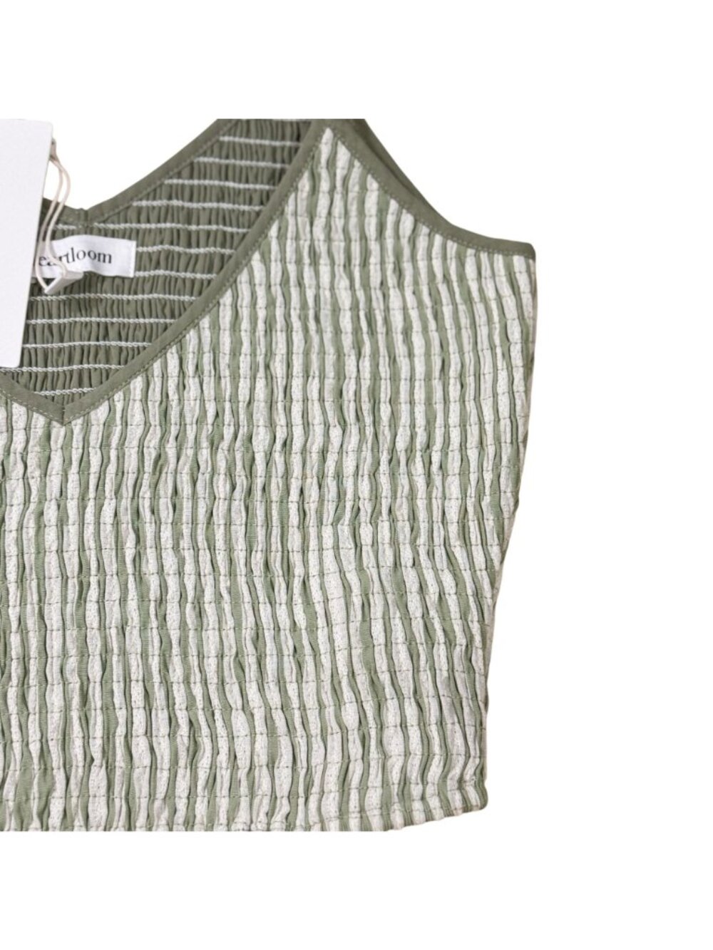NWT Women’s Heartloom Green White Smocked Crop Cami Tank Top Size XS - Picture 2 of 6
